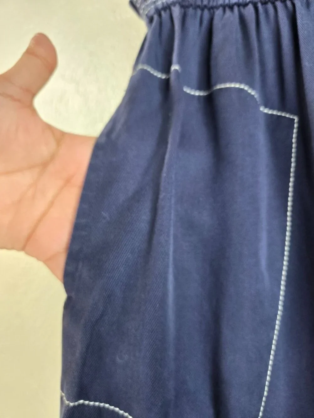 Pull On Wide Leg Button Pants Navy Blue Relaxed Colette Gauchos Sailor Nautical